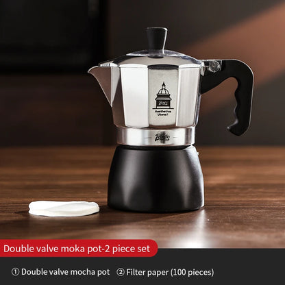 BINCOO Dual Valve Moka Pot Extraction Espresso Maker Hand Brewed Coffee Mocha Pot Italian Home Outdoor Barista Accessories