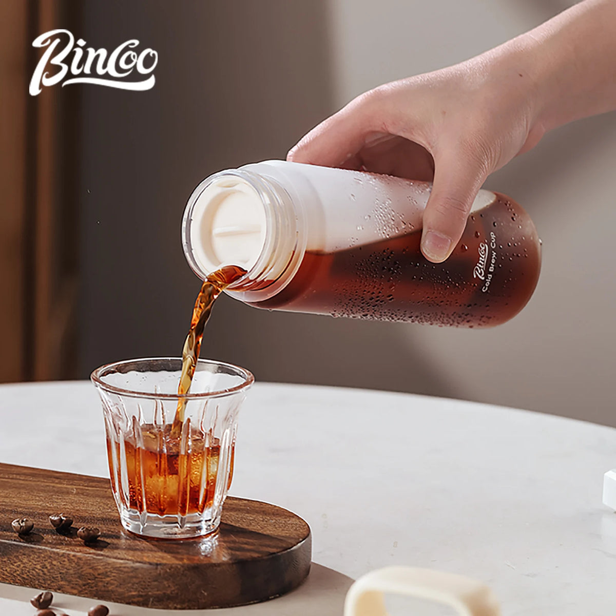 BINCOO Hand Brewed Cold Extraction Bottle Portable Cold Brew Coffee Pot Accompanying Cup Outdoor Lemon Juice Smoothie Filter Cup