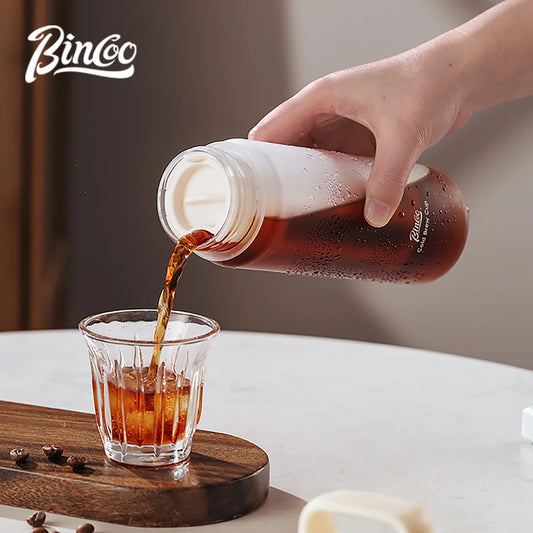 BINCOO Hand Brewed Cold Extraction Bottle Portable Cold Brew Coffee Pot Accompanying Cup Outdoor Lemon Juice Smoothie Filter Cup