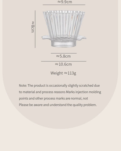 Bincoo  Basket Coffee Dripper Crystal Eye Pour Over Coffee Filter Tritan 1-2Cups Coffee Maker Flat Bottom Increase Uniformity