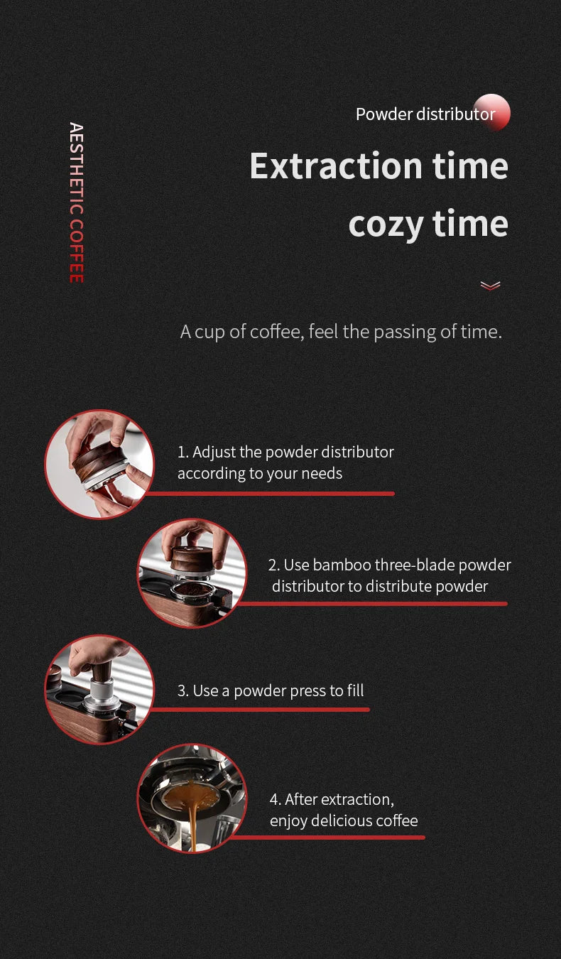 BINCOO 51/58mm 30Ib Constant Pressure Coffee Tamper & Distributor with Tamping Base Espresso Tamper Set Home Barista Accessories