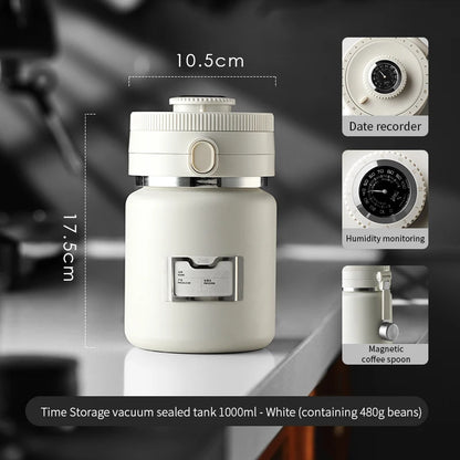 Bincoo Coffee Bean Vacuum Sealed Tank Stainless Steel Grain Tea Nut Keep Fresh Storage Jars Kitchen Airtight Sealed Cans 1000ML