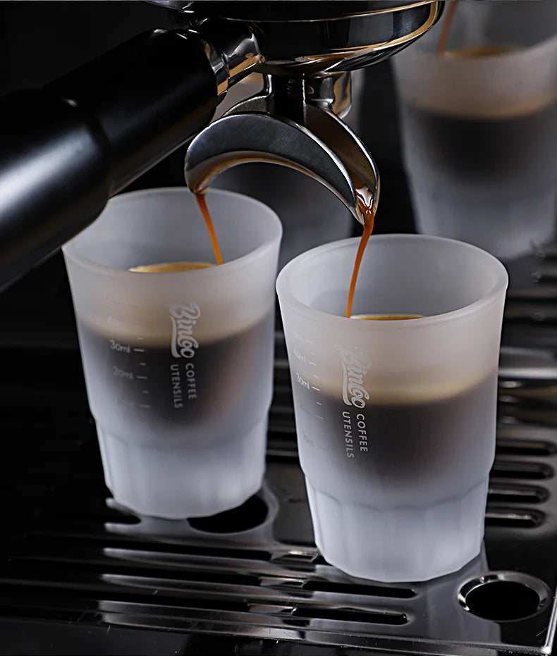 BINCOO Espresso Glass Measuring Cup 50ML Clear Shot Glasses Coffee Mugs Set Espresso Measuring Cup Tools Milk Frothing Pitcher