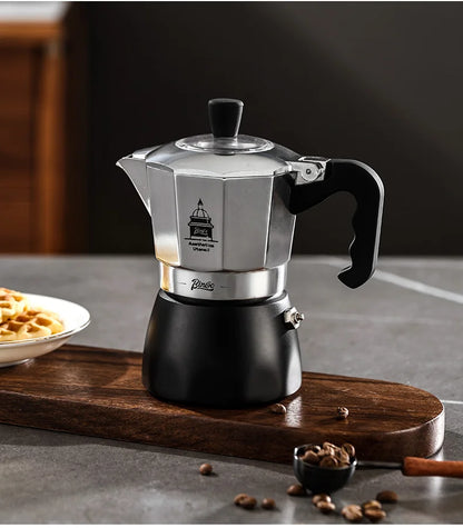 BINCOO Dual Valve Moka Pot Extraction Espresso Maker Hand Brewed Coffee Mocha Pot Italian Home Outdoor Barista Accessories