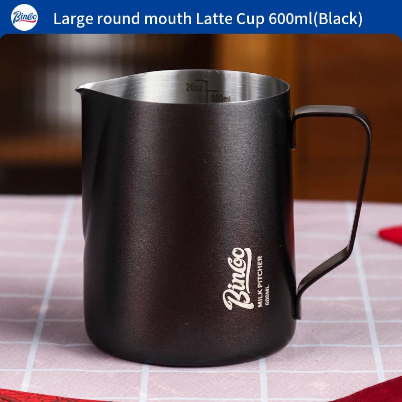 Bincoo Pointed Spout Milk Frothing Pitcher, 350ml/600ml Stainless Steel Latte Art Cup, Professional Coffee Steaming Jug