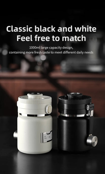 Bincoo Coffee Bean Vacuum Sealed Tank Stainless Steel Grain Tea Nut Keep Fresh Storage Jars Kitchen Airtight Sealed Cans 1000ML