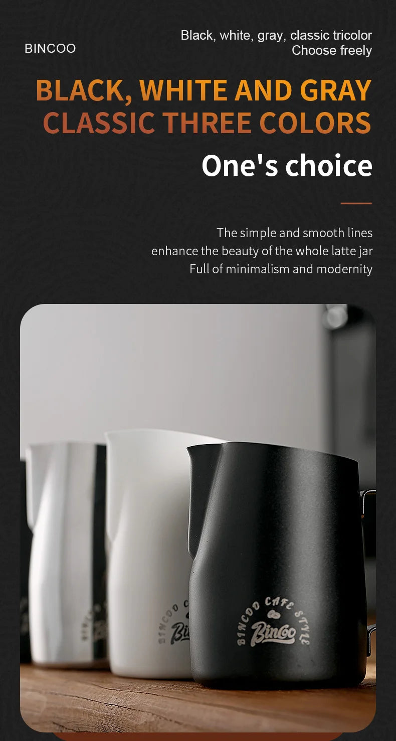 Bincoo Stainless Steel Milk Frothing Pitcher 420/520ml Cappuccino Latte Art  Jug Chic Home Barista Accessories Latte cup and jar