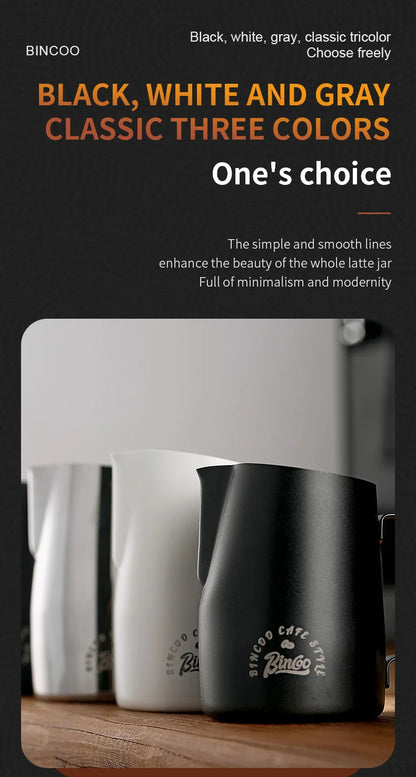 Bincoo Stainless Steel Milk Frothing Pitcher 420/520ml Cappuccino Latte Art  Jug Chic Home Barista Accessories Latte cup and jar