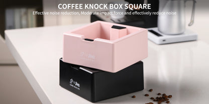 Bincoo ABS Coffee Knock Box, Square Anti-Slip Design with Silicone Base for Espresso Grounds, Home & Cafe Use