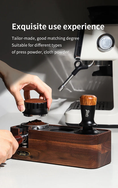 Bincoo Wooden Espresso Tamping Stand Set: Tamper+Distributor, 51/58mm Dual-Size, Barista Organizer