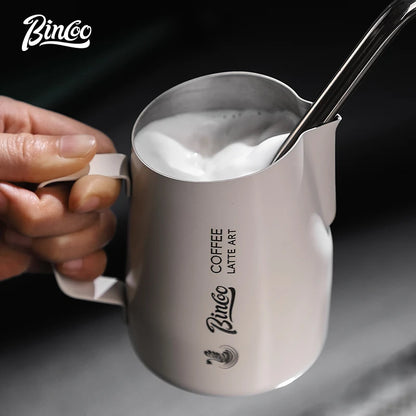 Bincoo Stainless Steel Milk Frothing Pitcher 420/520ml Cappuccino Latte Art  Jug Chic Home Barista Accessories Latte cup and jar