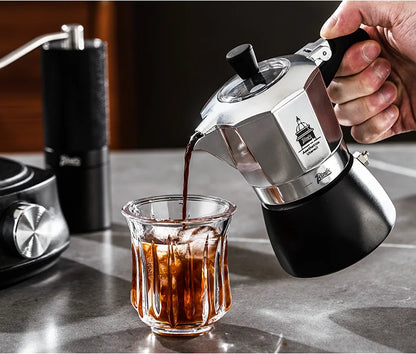 BINCOO Dual Valve Moka Pot Extraction Espresso Maker Hand Brewed Coffee Mocha Pot Italian Home Outdoor Barista Accessories