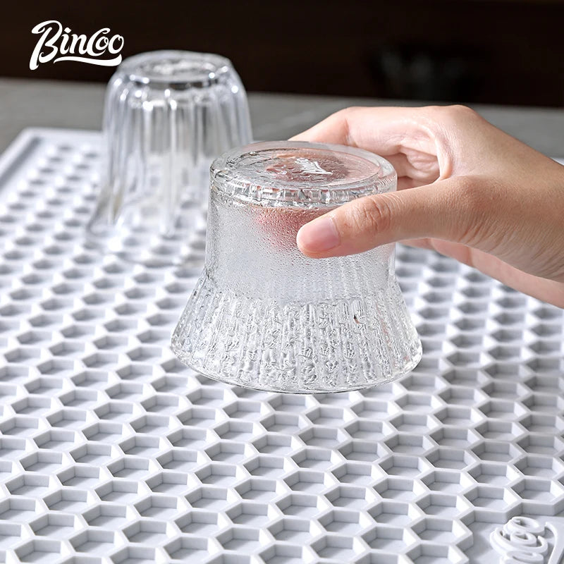 Bincoo 45x30cm Coffee Pressed Powder Mat Drain Mat Bar Mat Non-slip Tabletop Protective Mat Coffee Workbench Supporting Tools