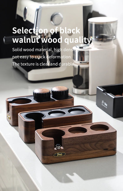 Bincoo Wooden Espresso Tamping Stand Set: Tamper+Distributor, 51/58mm Dual-Size, Barista Organizer