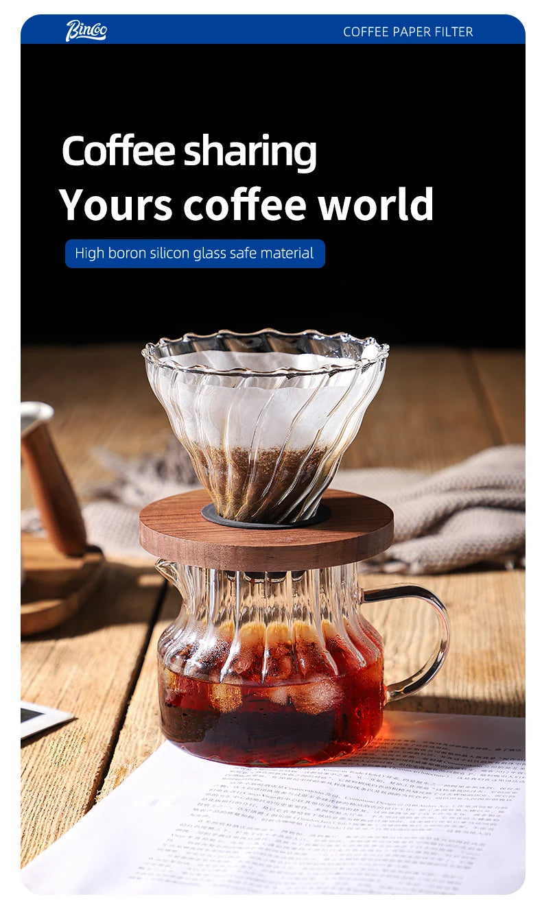 Bincoo 500ml Pour Over Coffee Maker Set Glass Carafe Coffee with Glass Coffee Filter Drip Coffee Maker Set for Home or Office