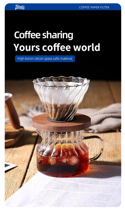 Bincoo 500ml Pour Over Coffee Maker Set Glass Carafe Coffee with Glass Coffee Filter Drip Coffee Maker Set for Home or Office