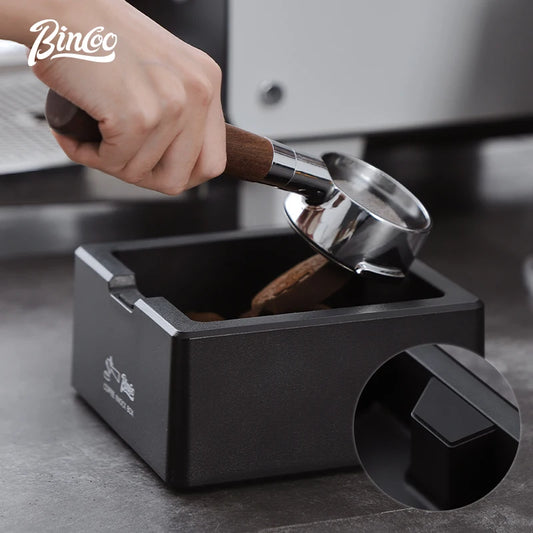Bincoo ABS Coffee Knock Box, Square Anti-Slip Design with Silicone Base for Espresso Grounds, Home & Cafe Use