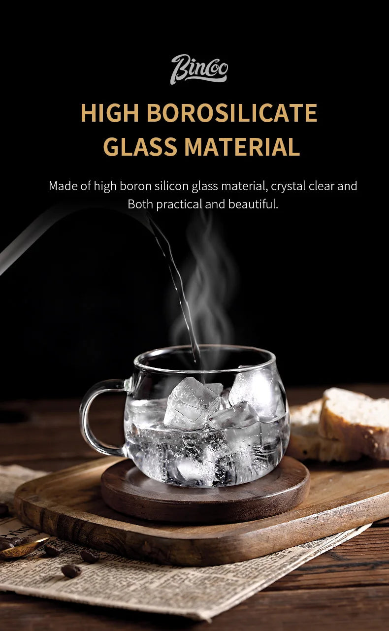 Bincoo 280ml Heat Resistant High Borosilicate Glass Mug Coffee Cup with Handle Office Tea Milk Water Cup Clear Cups Espresso mug