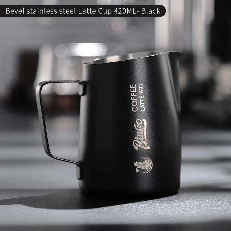 Bincoo Stainless Steel Milk Frothing Pitcher 420/520ml Cappuccino Latte Art  Jug Chic Home Barista Accessories Latte cup and jar