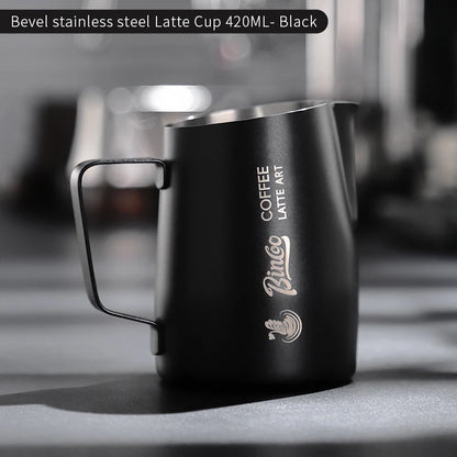 Bincoo Stainless Steel Milk Frothing Pitcher 420/520ml Cappuccino Latte Art  Jug Chic Home Barista Accessories Latte cup and jar