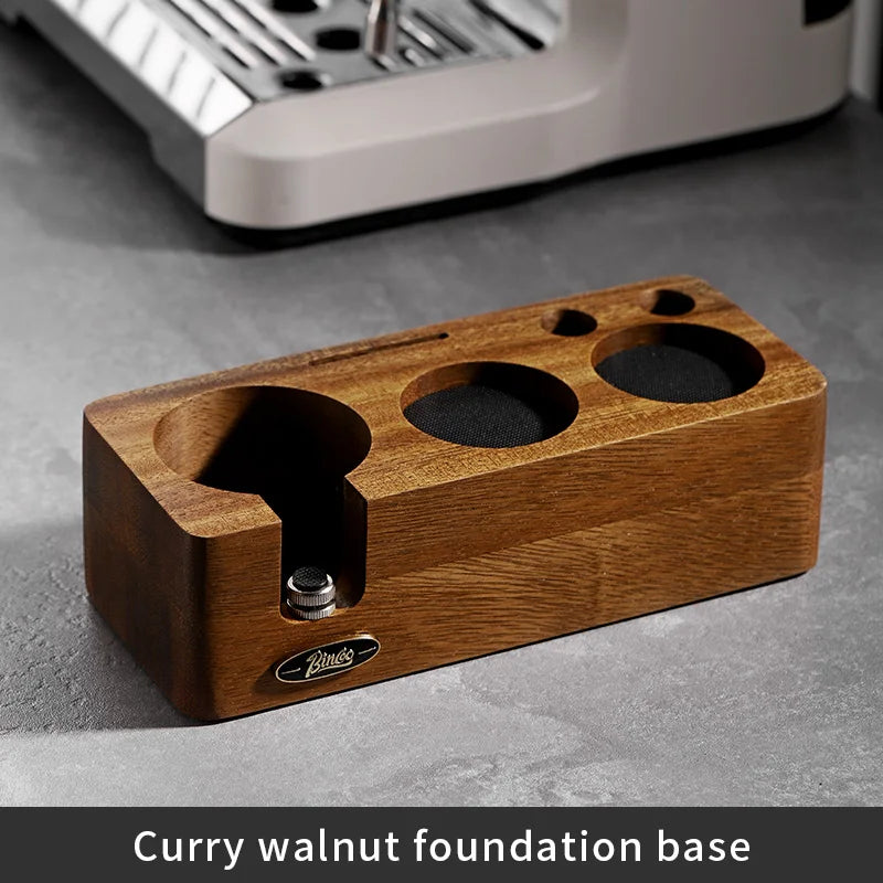Bincoo-Walnut Coffee Press Base, Powder Distributor Set, Italian Handle, Universal Appliance Tool, Storage Base, 51mm, 58mm