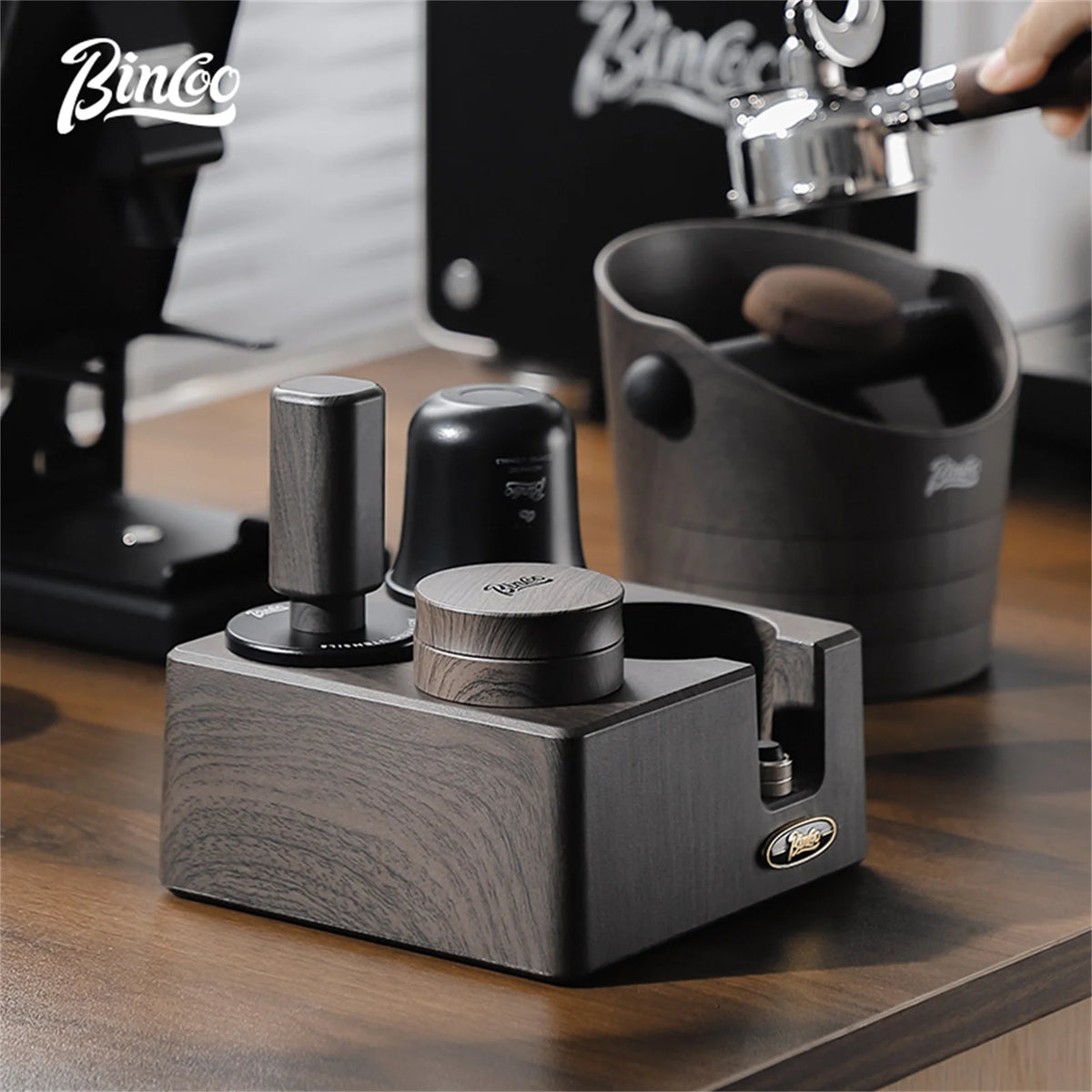 Bincoo Italian Coffee Pressing Tamper Base Set 51/58mm Storage Board Bar Mat Baristas Pressing Powder Hammer Powder Distributor