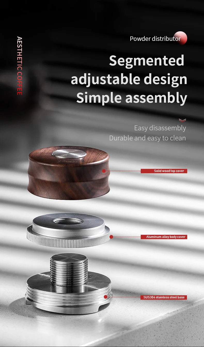 BINCOO 51/58mm 30Ib Constant Pressure Coffee Tamper & Distributor with Tamping Base Espresso Tamper Set Home Barista Accessories