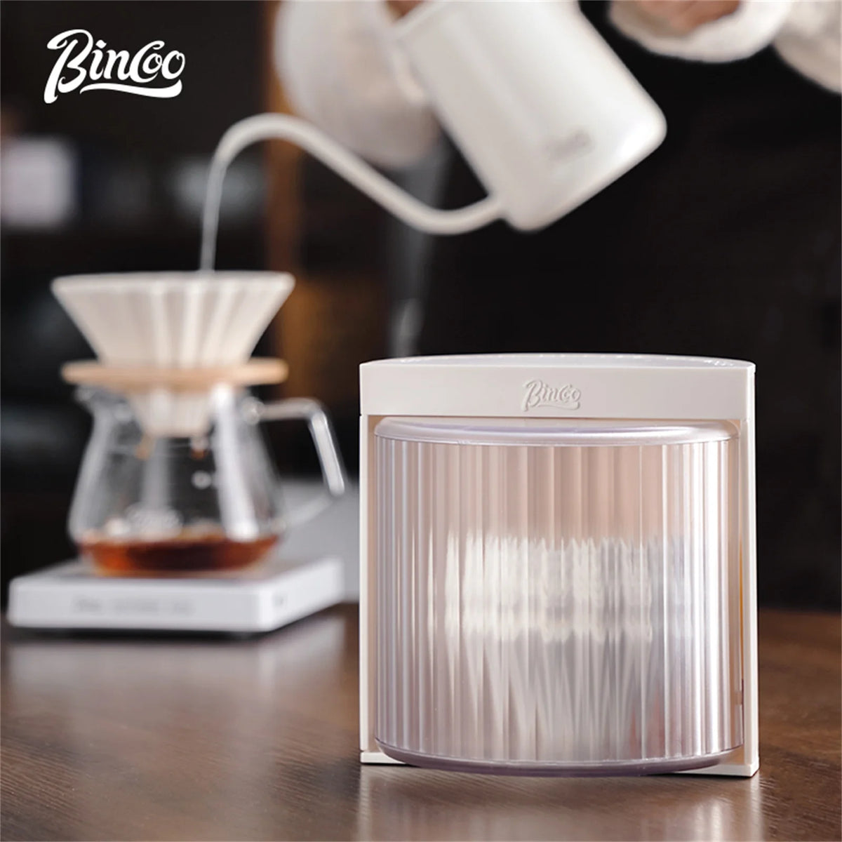 BINCOO Coffee Filter Paper Storage Box Rack Cake Filter Paper Holder Mocha Pot Filter Paper Dust-proof Storage Box Barista Tools