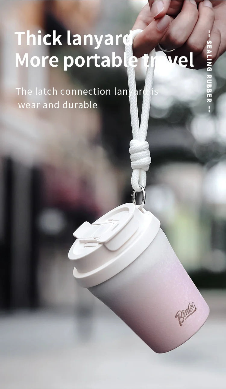 Coffee Insulated Cup 280ML Outdoor Portable Ice Cup Travel Coffee Mug Spill Proof With Lid Car Direct Drinking Thermos Cup