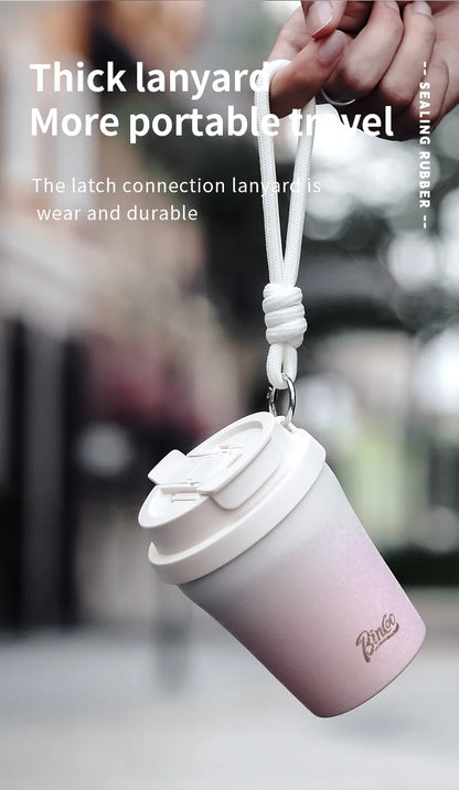 Coffee Insulated Cup 280ML Outdoor Portable Ice Cup Travel Coffee Mug Spill Proof With Lid Car Direct Drinking Thermos Cup